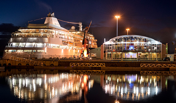 Cruise ship docked in Sydney.